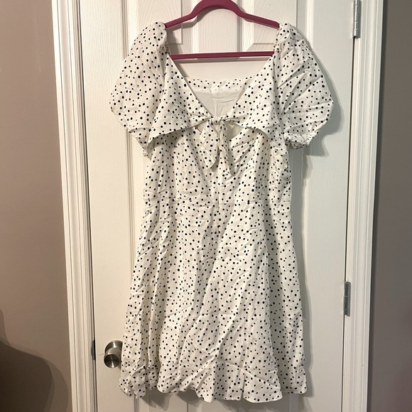 NWT Loft White/Black Dotted Flared Dress size 14 - Picture 5 of 16
